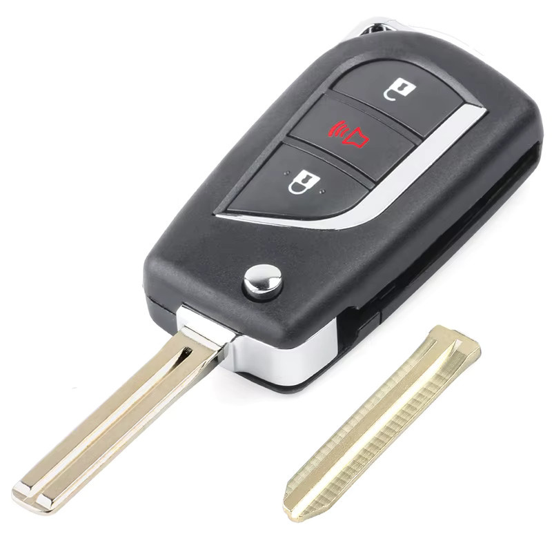 KEYECU Remote Auto Schlüsselanhänger mit Chip Flip für Toyota Camry Corolla RAV4 in Schwarz - Bild 4