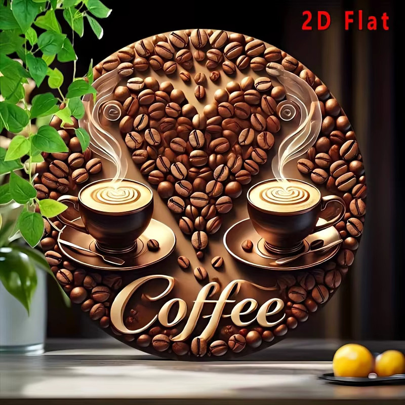 Potdemiel Aluminium-Wandkunstschild Kaffeelegeisterte in Braun, Quadratisch, B/H: 20,32 x 20,32 cm - Bild 3