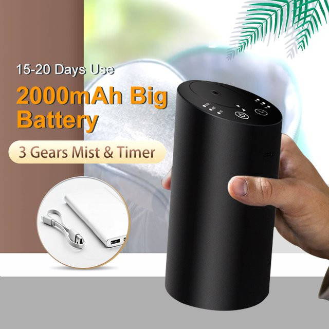 MLK Kabelloser Mini-Aroma-Diffusor Wasserloses USB-Duftgerät für Auto und Zuhause in Grau oder Schwarz - Bild 1