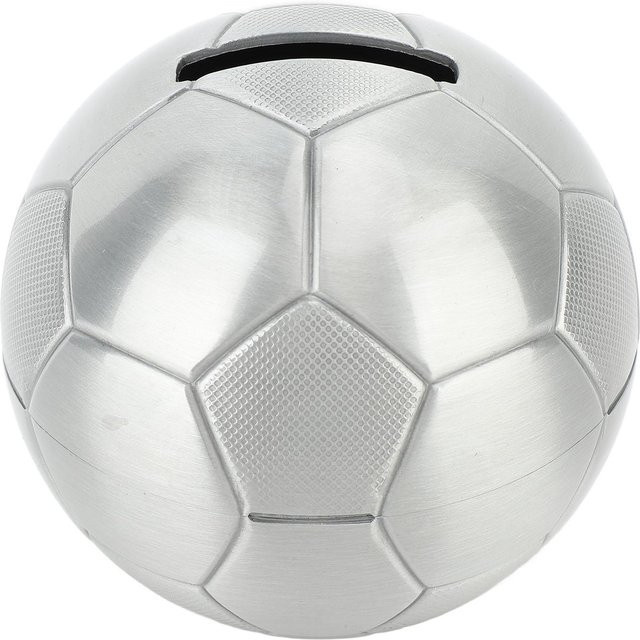 Dekorative Fußball Spardose aus Metall in Weiß und Silber für Kinder und Sportbegeisterte - Bild 1