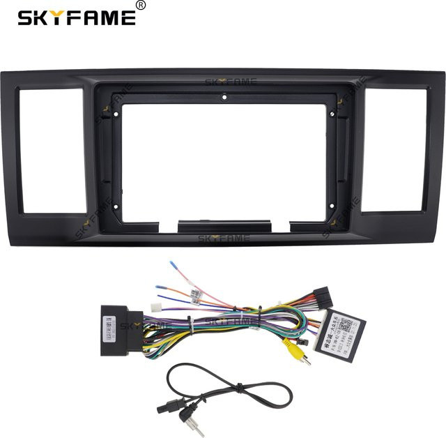 SKYFAME Auto-Rahmenadapter mit Canbus-Box Decoder für Android Radio Armaturenbrett-Einbausatz für Volkswagen Caravelle 6 T6, Schwarz - Bild 1