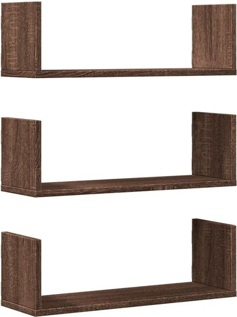 vidaXL Wandregale 3er-Set in Eiche Braun aus Holzwerkstoff, B/T/H: 58 x 18 x 18 cm - Bild 1