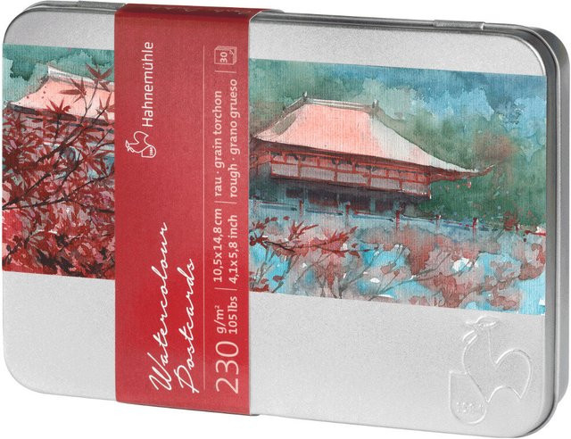 Hahnemühle Aquarellpostkarten in einer Metallbox mit 30 Blatt, B: 10,5 cm, H: 14,68 cm - Bild 1