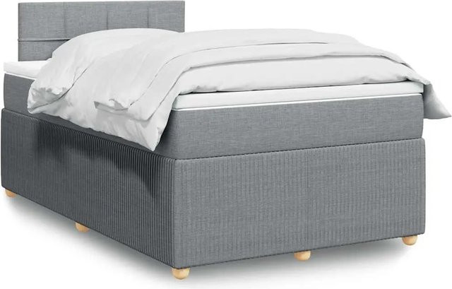 vidaXL Boxspringbett mit Matratze Hellgrau, Hybridbett mit Taschenfederkern und USB-Ladeport sowie Unterbettbeleuchtung, B/T: 120 x 200 cm - Bild 1