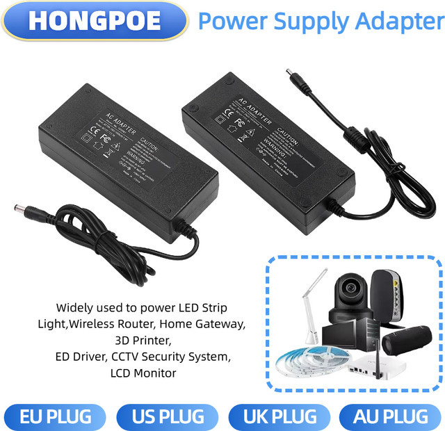 HONGPOE Universal Power Adapter Netzteil in Schwarz für LED Licht, AC 100-240V DC 9V-24V, 24V 1A - Bild 1