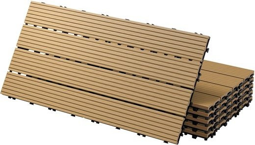 ECD Germany WPC Terrassenfliesen Teak in Holzoptik, 30er Set, B/T: 60 x 30 cm - Bild 1