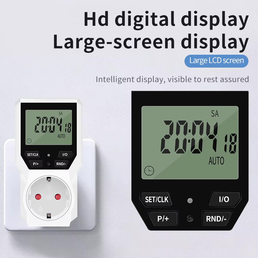JUANJUAN Digitaler Timer-Schalter in Weiß, programmierbare elektronische Timer-Steckdose mit Countdown und Mikrosyklus-Zeitsteuerung, EU-Stecker, 230 V/16 A - Bild 2