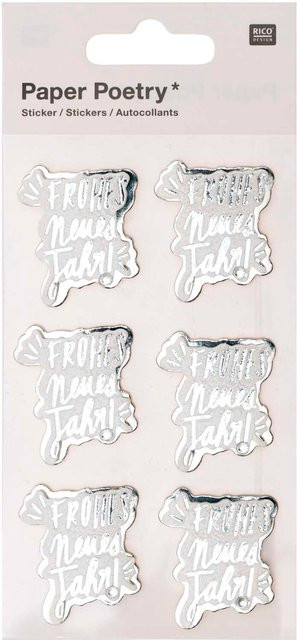 Rico Design Paper Poetry 3D-Sticker Frohes neues Jahr, 6 Stück - Bild 1