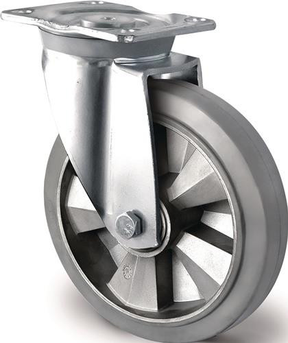 Tecwerk Schwerlastlenkrolle mit Elastikgummi in Grau, Durchmesser: 135 mm, Breite: 110 mm - Bild 1