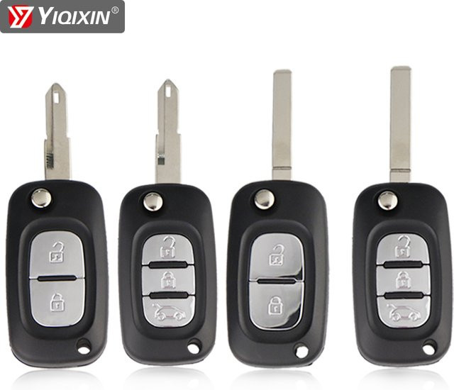 YIQIXIN Ersatzgehäuse für Renault Clio 3, Kangoo, Megane III, Master, Twingo (2006-2016) mit 2/3 Tasten, Schwarz, ungeschnittene Klinge - Bild 1