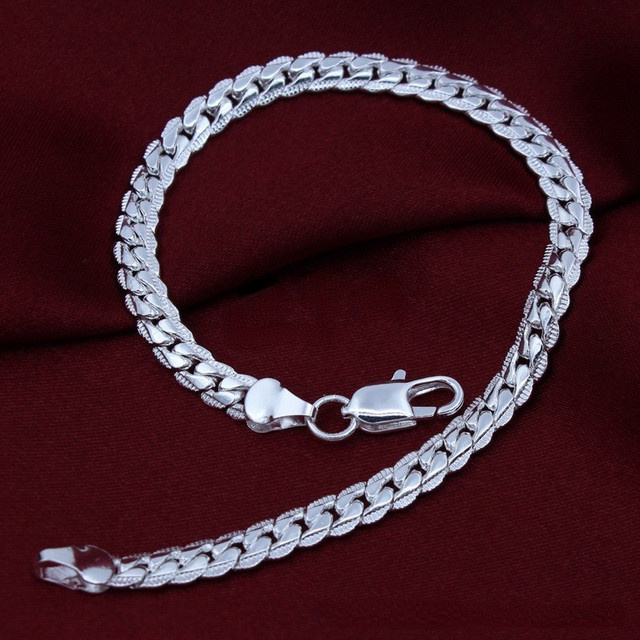 Kubanerkettenarmband 925 Silber, 5 mm, 20 cm, Unisex - Bild 1