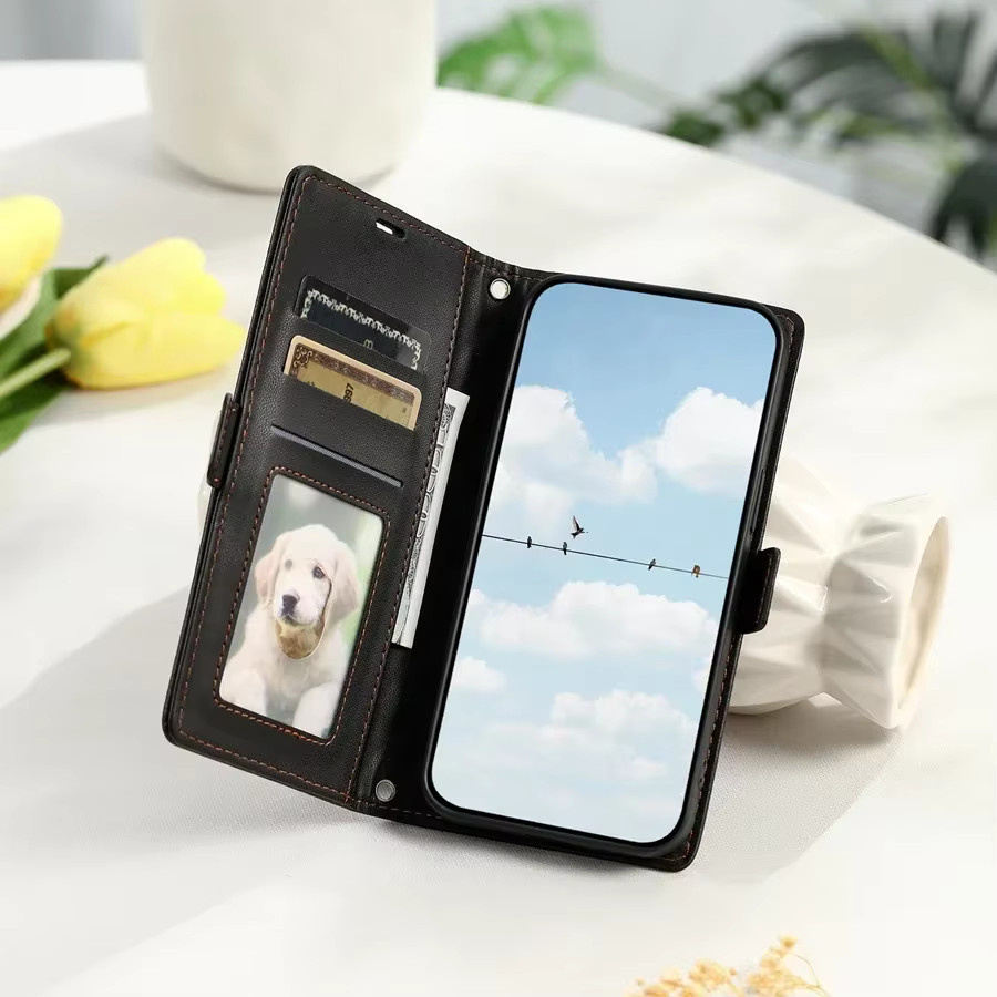 Gesteppte Leder-Handyhülle mit Kartenfach und Wallet-Funktion für Samsung Galaxy S25 Edge S24 Ultra S23 FE S22 S21 S20 Plus Note20 in Rot - Bild 2