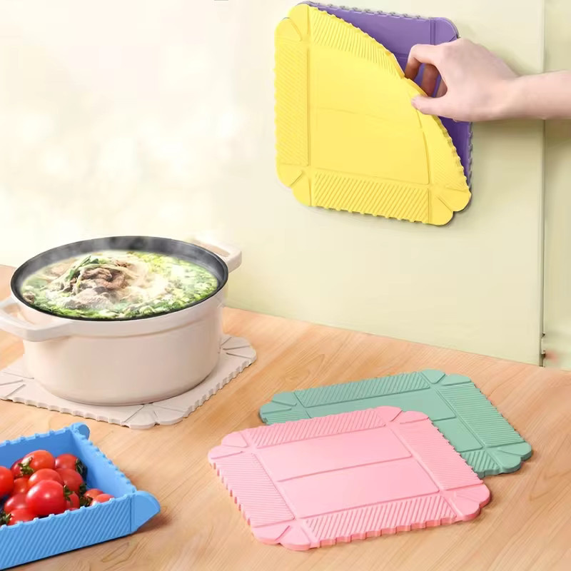 FYSR Multifunktionale Tischsets mit faltbarer Aufbewahrungsbox und Untersetzern, hitzebeständig, Gelb - Bild 3