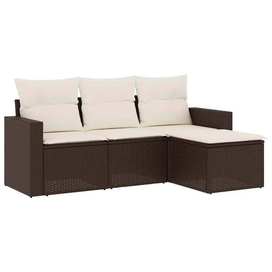 vidaXL 4-teilige Garten-Sofagarnitur aus Poly-Rattan mit Kissen in Braun - Bild 2