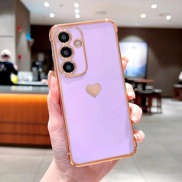Galvanisierte TPU-Schutzhülle mit Liebesherz-Design für Samsung Galaxy A35 in Lila - Bild 1