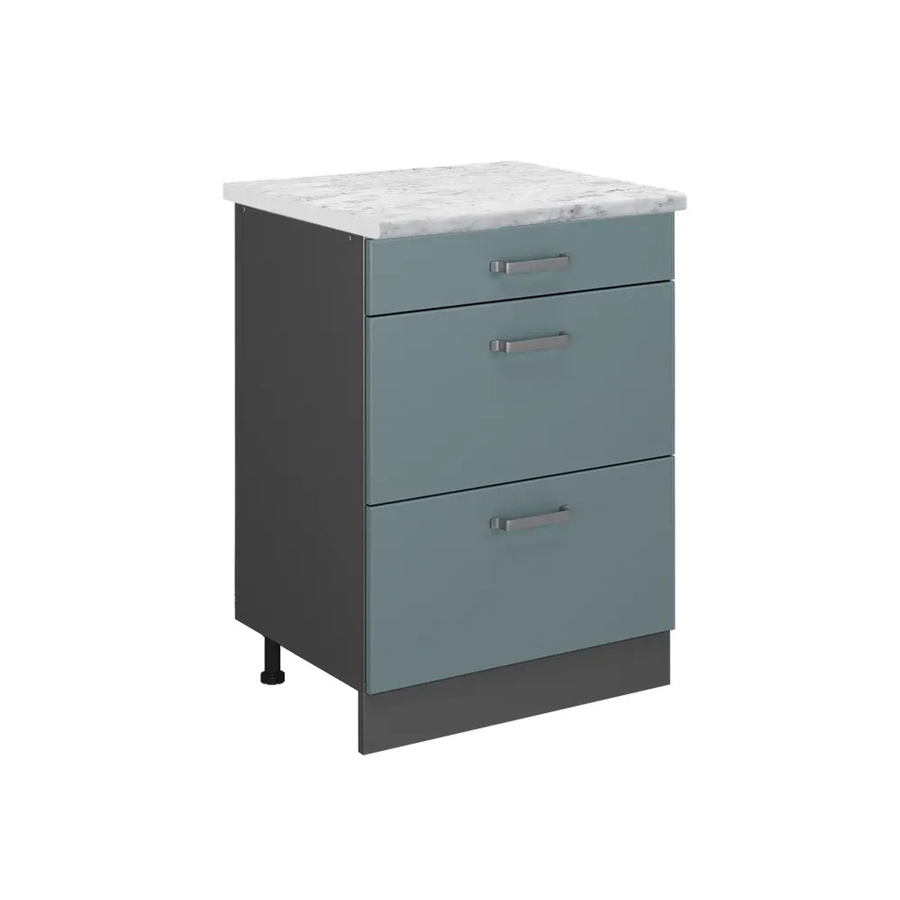 Vicco Schubladenschrank R-Line in Blau-Grau mit Marmor-Optik, Breite: 60 cm - Bild 2