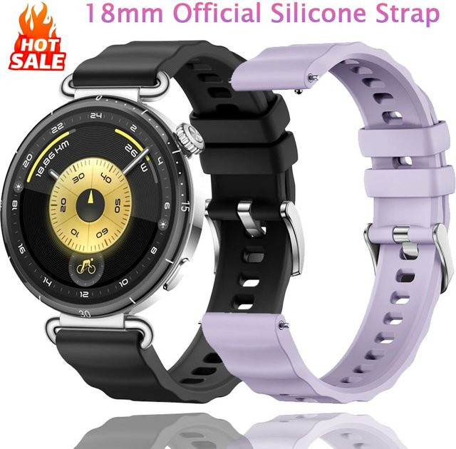 Huawei Uhrenarmband Silikon, 18mm, Schwarz, Unisex - Bild 1