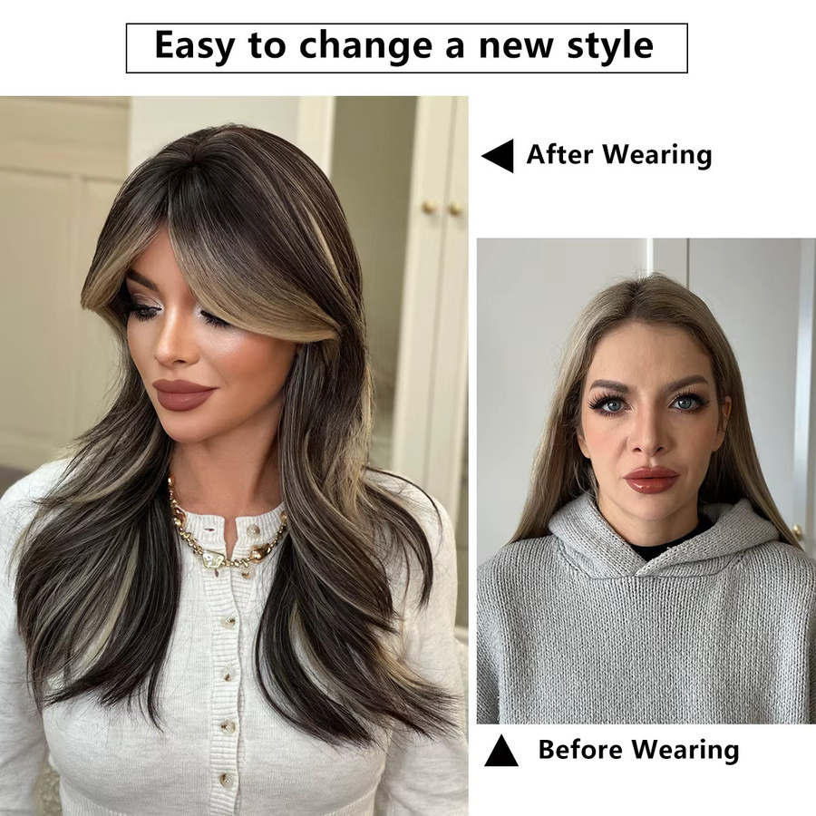 NAMM Perücke Body Wave, Weiß-Braun, Synthetisch, Damen - Bild 3