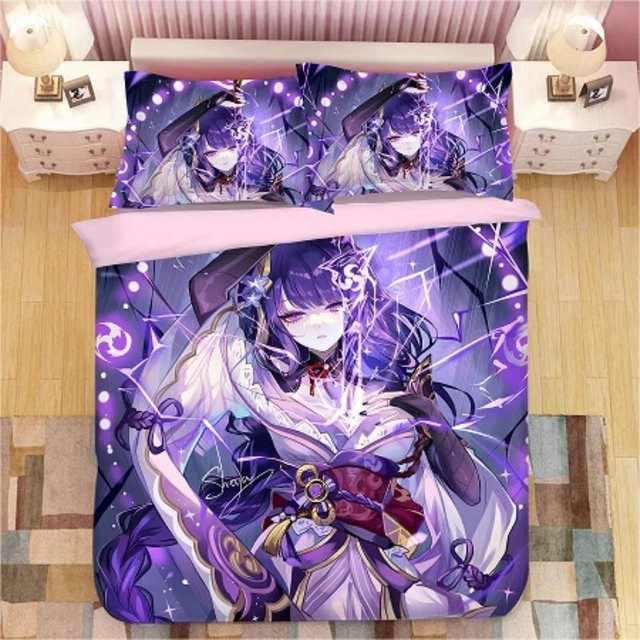 Anime-Charakter Mikrofaser Bettwäsche-Set Lila mit Reißverschluss, B/H: 90 x 200 cm - Bild 1