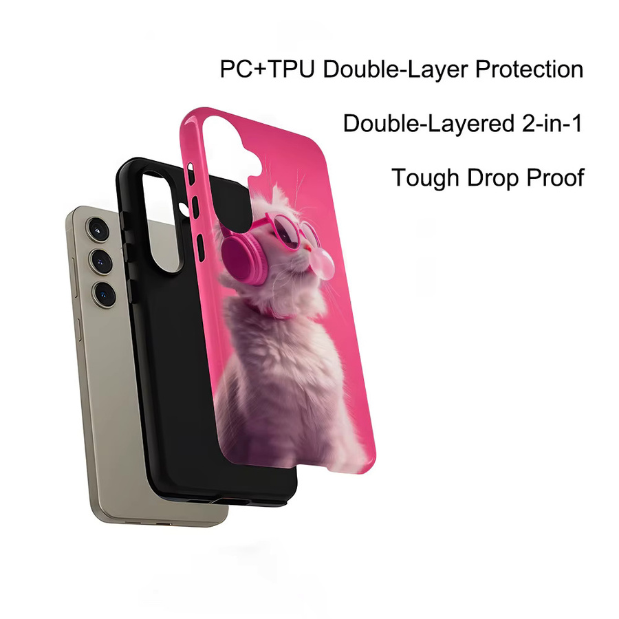 Glänzende Handyhülle mit Katzen-Motiv in Rosa für Samsung Galaxy S26 S25 S24 S23 S20 FE A56 A36 Ultra - Bild 4
