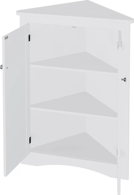 okwish Eckschrank mit 2 Türen und 3 Ebenen in Weiß, moderner Dreiecksschrank mit Lackoberfläche, B/T/H: 61,5 x 34,5 x 90 cm - Bild 1