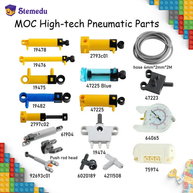 stemedu Technisches Zubehör Set für pneumatische Teile in Mehrfarbig, kompatibel mit Legoeds 9641, 42043, 47225, 61904 - Bild 1