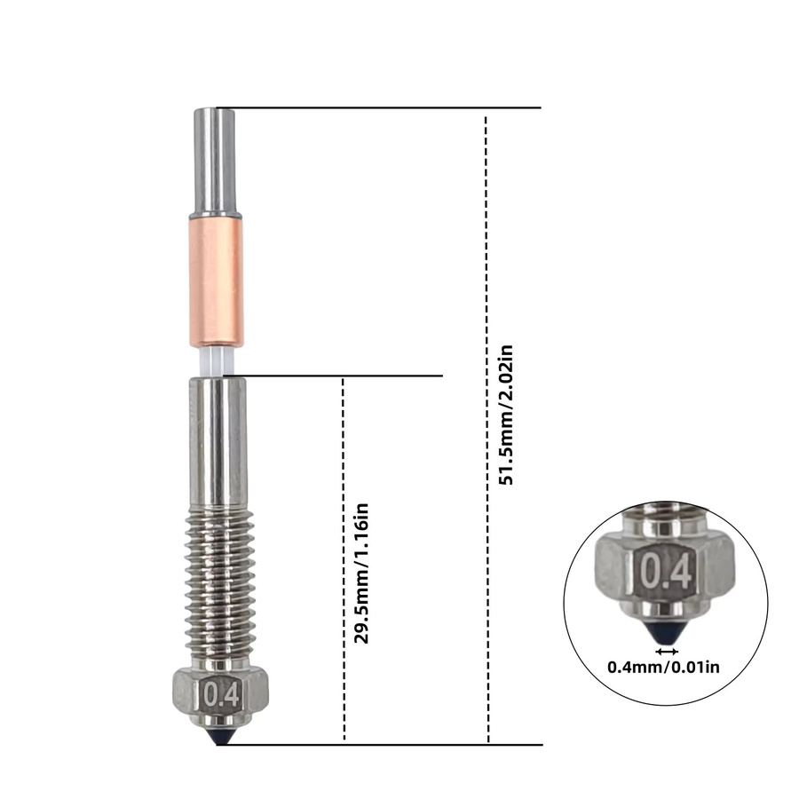 QIDI Plus 4 Bimetall-Hotend-Düse mit Keramikisolierung für Schnellwechsel-Einsätze, Farbe: Silber - Bild 2