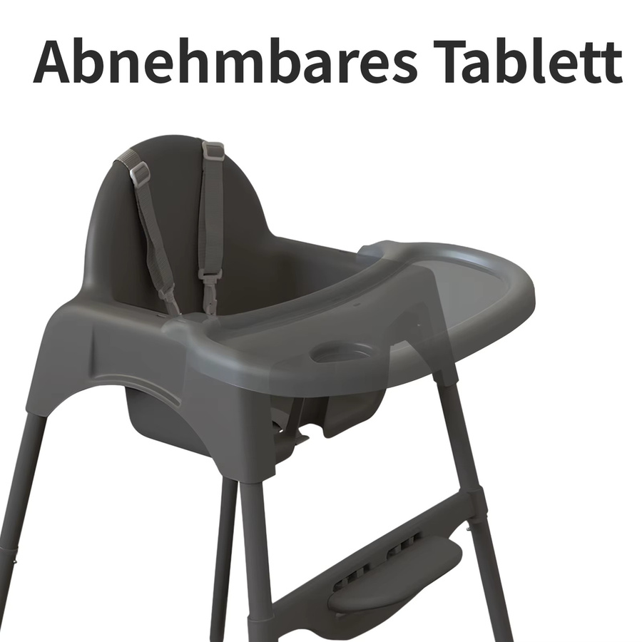 YALION Babyhochstuhl mit Tablett in Grau, höhenverstellbarer Fütterungsstuhl für Babys von 6 bis 36 Monaten - Bild 2