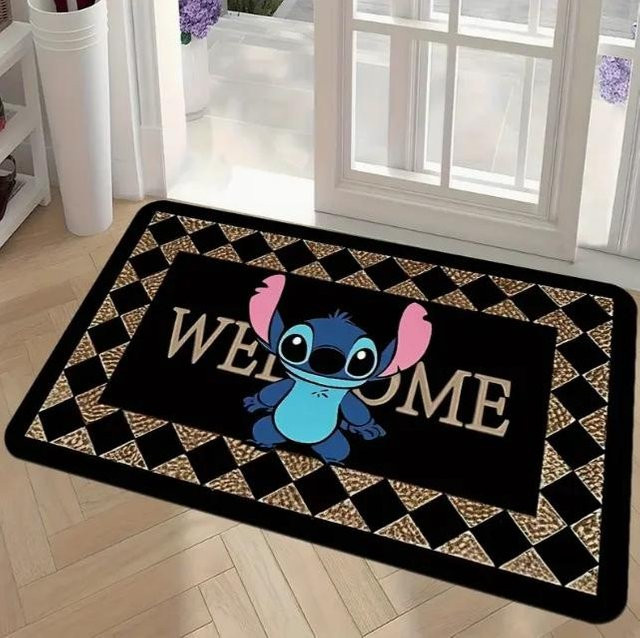 Miniso Stitch The Movie Fußmatte mit Blumendesign, rutschfest und maschinenwaschbar, B/B: 50 x 80 cm - Bild 1