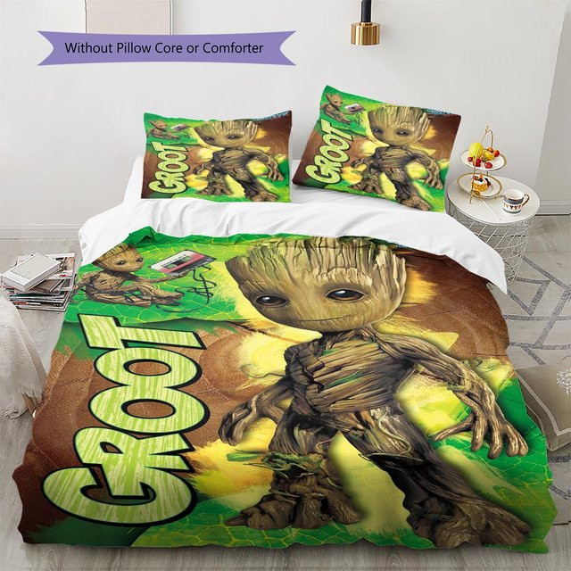 Dear YuZong Bettwäsche Set mit Groot Muster in Grün, bestehend aus 1 Bettbezug und 2 Kissenbezügen, B/H: 240 x 220 cm - Bild 1