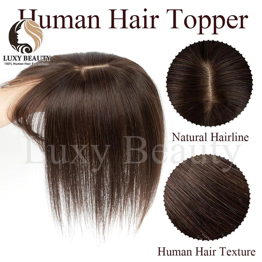 Luxy Beauty Echthaar-Toupet mit Pony, Schwarz Blond Braun, Damen - Bild 2