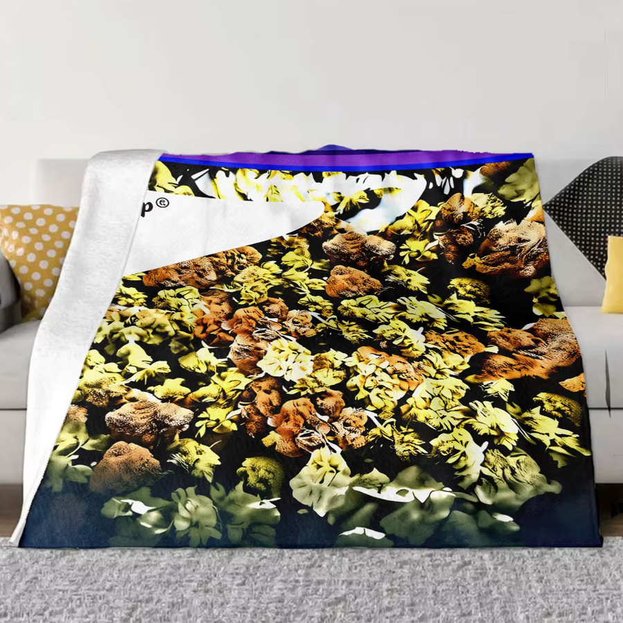 Plant Art Fleece-Decke mit floralem Muster in Grün und Gelb - Bild 3
