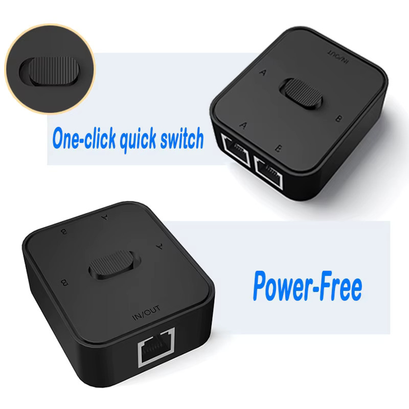 Kebidumei 2-Port Gigabit Netzwerk-Switch RJ45 Ethernet LAN Splitter 1000Mbps 2-Wege-Adapter Schwarz - Bild 4