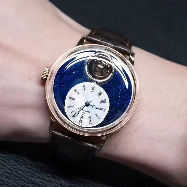 OBLVLO Armbanduhr Automatik, Edelstahl, Silber, Leder, 42 mm, Herren - Bild 1