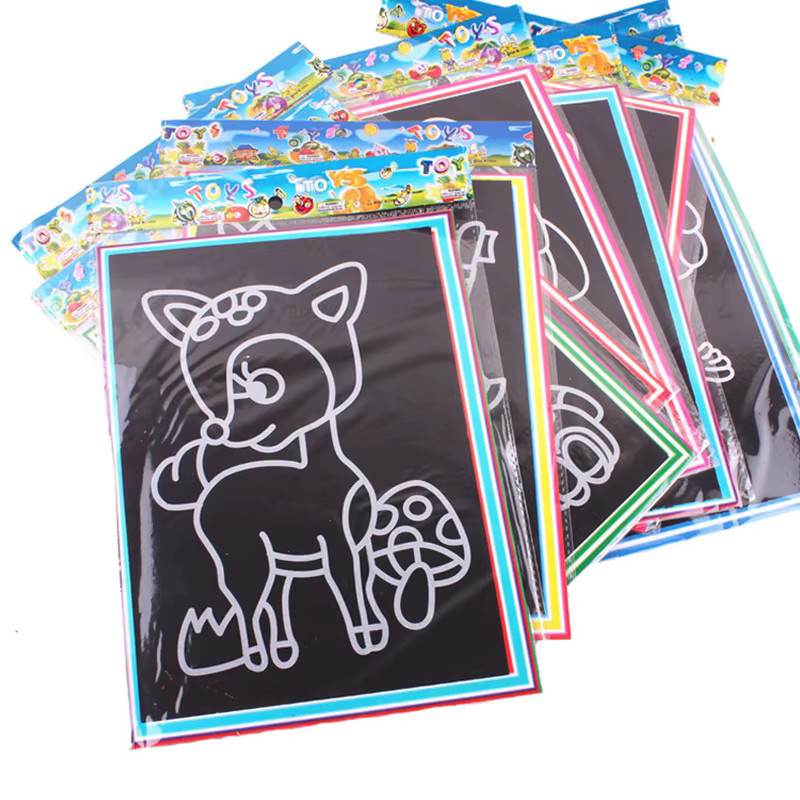ZYF Regenbogen Kratz-Zeichenpapier Nachfüllpackung, mehrfarbiges DIY-Graffiti-Zubehör für Kinder - Bild 3