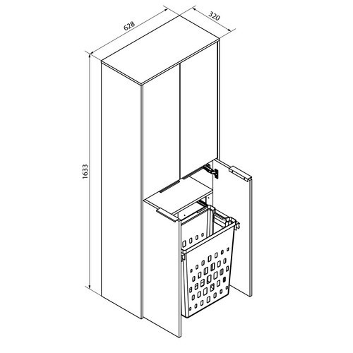 FACKELMANN Doppel-Hochschrank Flair für das Badezimmer mit 2 Türen und Wäschekorb, Weiss, B/T/H: 60,0 x 32,0 x 163,3 cm - Bild 2