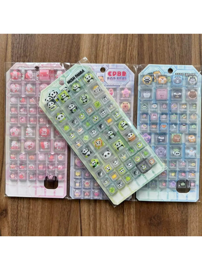 4 Stück Kawaii Tier-Wischelglitzer-Aufkleber in Multicolour für dein DIY Scrapbook-Album und Notizbuch von Anime Worlds Store - Bild 2