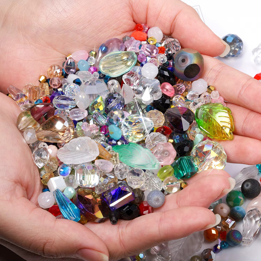 Kristall Lampwork Perlen, Blatt, Herz, Runde, Distanzperlen - Bild 5