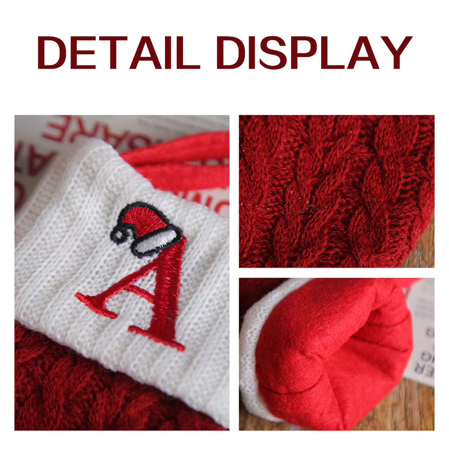 Personalisierter Weihnachtsstrumpf aus Textil in Rot mit individuellen Buchstaben als Kamin-Hängedekoration - Bild 5