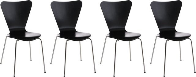 TPFLiving 4er Set Besucherstühle Calisso mit Holzsitz in Schwarz, stapelbar und modern - Bild 1