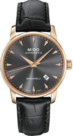 Mido Armbanduhr, Automatik, Edelstahl, Roségold, Leder, Schwarz, Herren - Bild 1