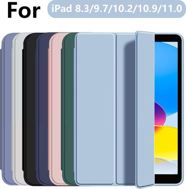 Chenxiaotong Schutzhülle für iPad 5/6/7/8/9/10 Generation und iPad Air 4/5/6/7 Pro 11 mit dreifachem Ständer und weicher TPU-Hülle, Blau - Bild 1