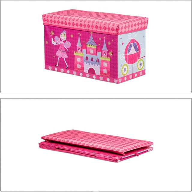 Relaxdays Sitzbox Prinzessin aus Polyester in Mehrfarbig, B/T/H: 60,5 x 36 x 30,5 cm - Bild 1