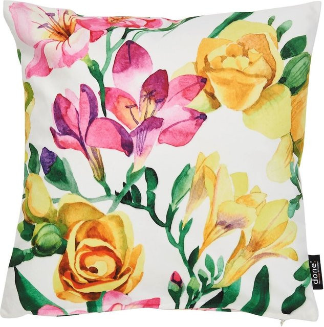 DONE Kissenhülle Velours mit floralem Print in Multicolour - Bild 1