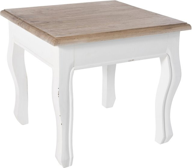 CLP Beistelltisch Alma aus Mindiholz in Braun, quadratischer Couchtisch im Shabby Chic Landhausstil, B/T/H: 50 x 50 x 50 cm - Bild 1