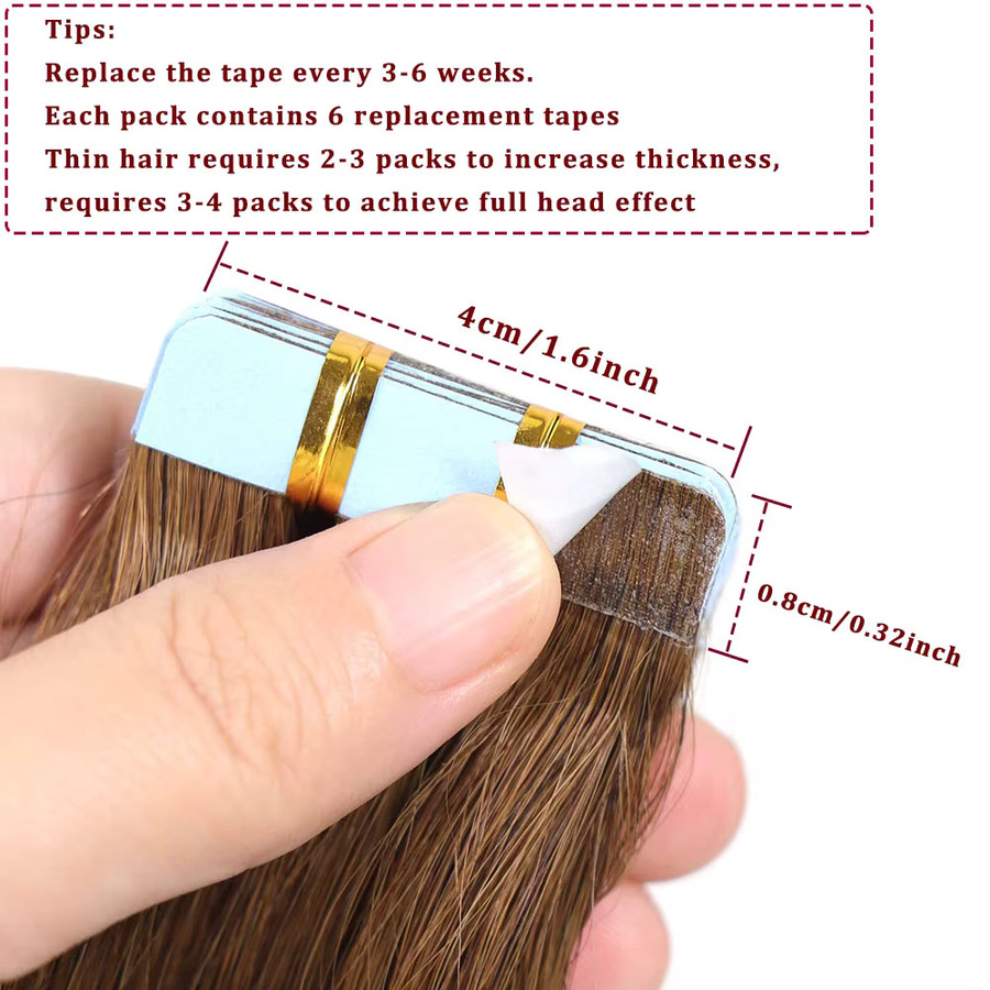 Bfirehair Tape-In-Echthaarverlängerungen, blondes Highlight, 50,8 cm, Damen - Bild 2