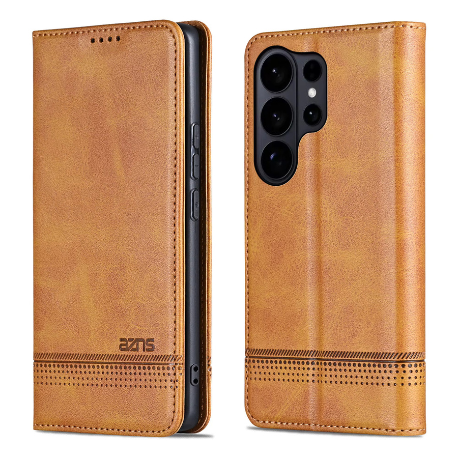 Magnetische Leder-Handyhülle von aierkeba für Samsung Galaxy S26 S25 Edge S24 Ultra S23 S22 S21 FE S20 Plus 5G mit Kartenfach und Brieftasche in Braun - Bild 2