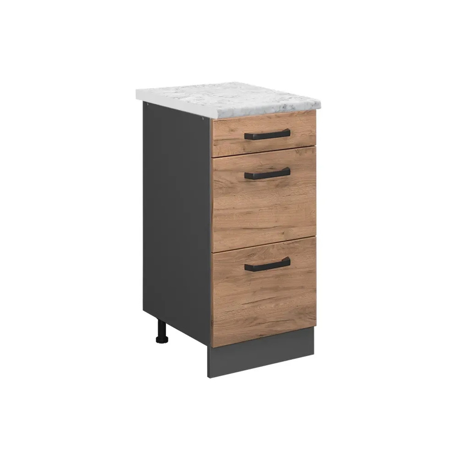 Vicco R-Line Schubladenschrank für die Küche in Goldkraft Eiche und Anthrazit mit Marmor-Optik, Breite: 40 cm - Bild 2