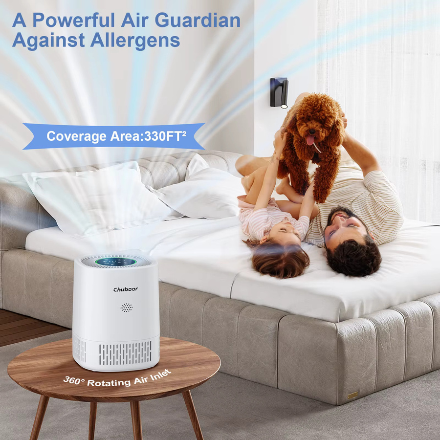 Chuboor PJ07 Luftreiniger für Haustiere mit H13 HEPA-Filter, App-Steuerung und WLAN, Farbe: Weiß - Bild 2