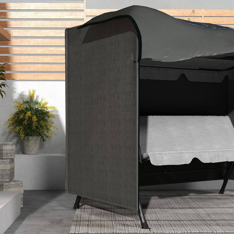 Outsunny Hollywoodschaukel Abdeckung für 3 Sitzer, wasserabweisende und UV-beständige Schutzhülle aus 600D Oxford Gewebe, Dunkelgrau, B/T/H: 205 x 124 x 164 cm - Bild 4